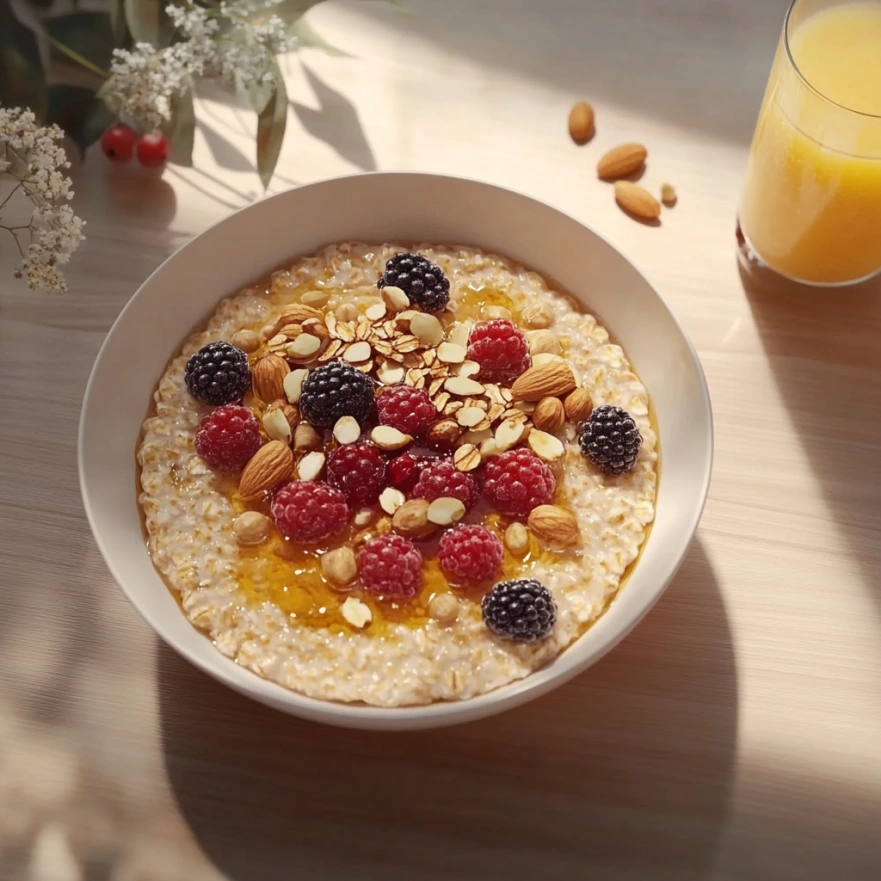 Поживний сніданок з вівсянкою та фруктами